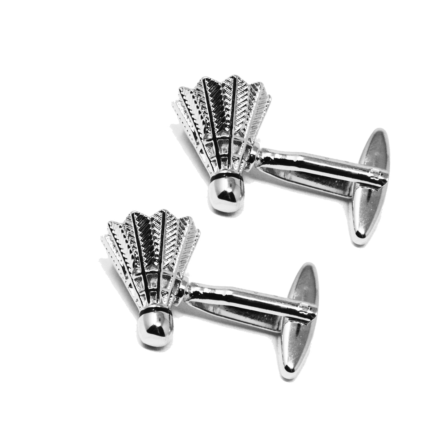 Badminton Cufflinks - 3D, Silver