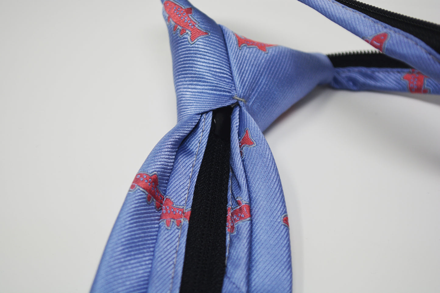 Trout Necktie - Light Blue, Woven Silk