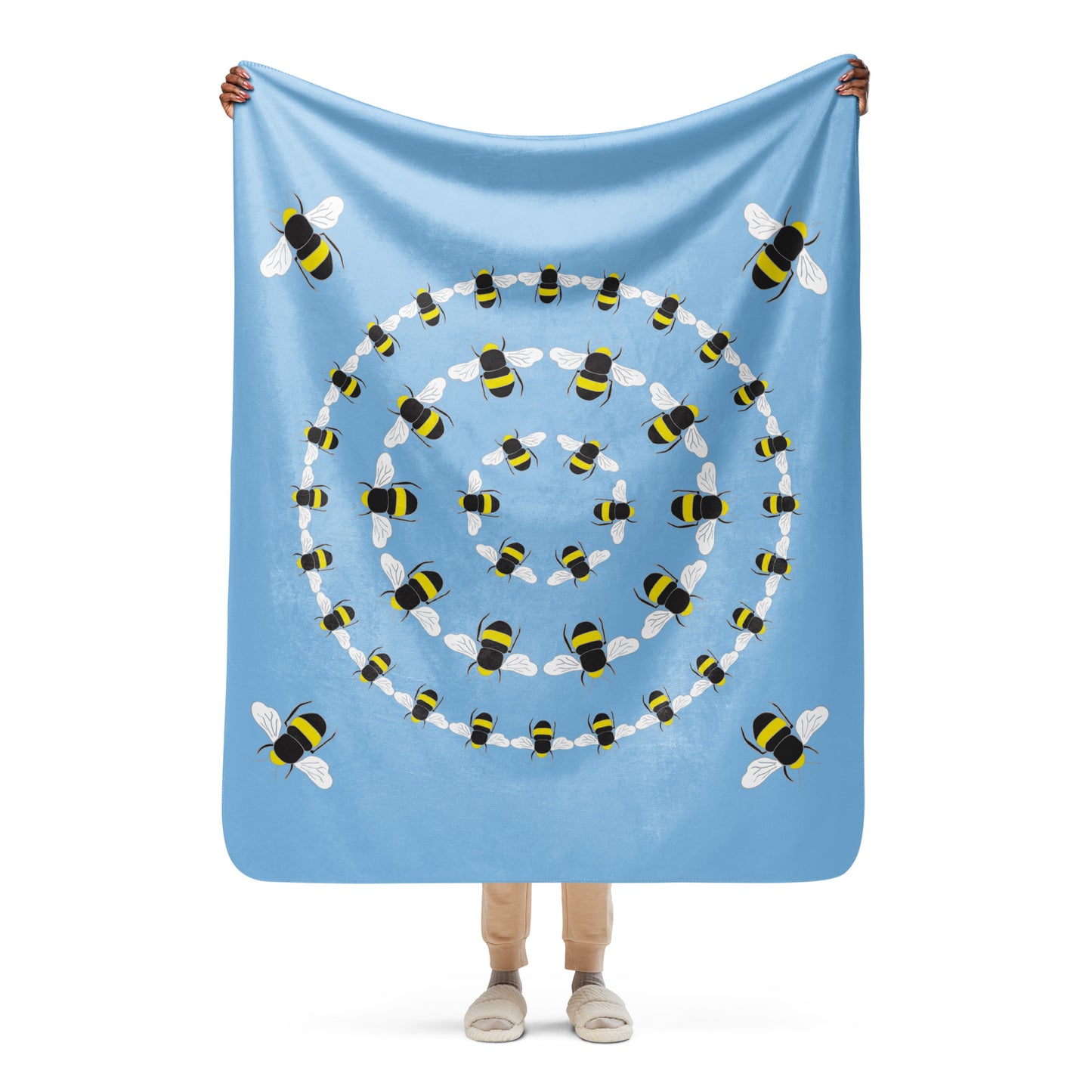 Bee Sherpa blanket - Sky Blue