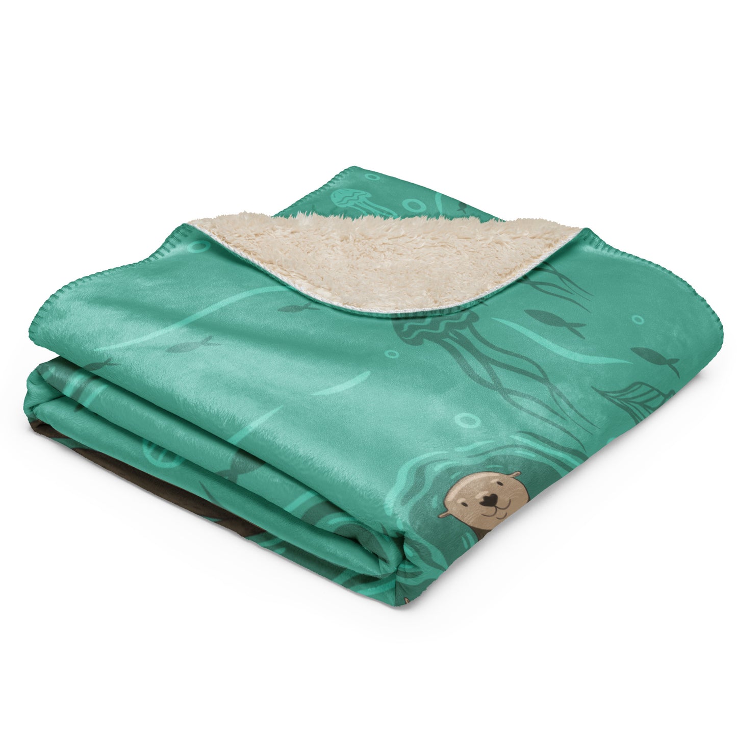 Sea Otter Sherpa blanket - Sea Green