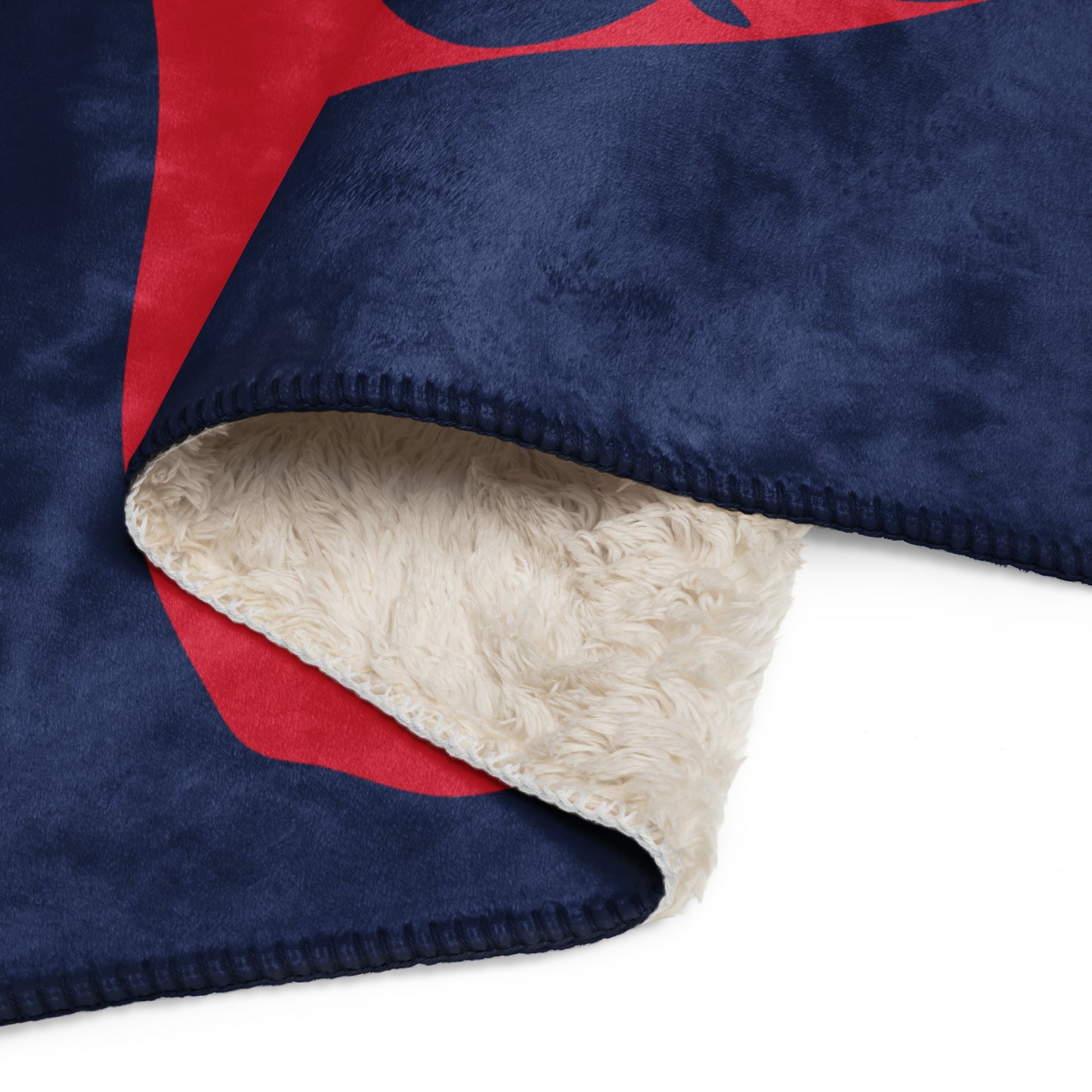 Nantucket Sherpa blanket - Red on Navy