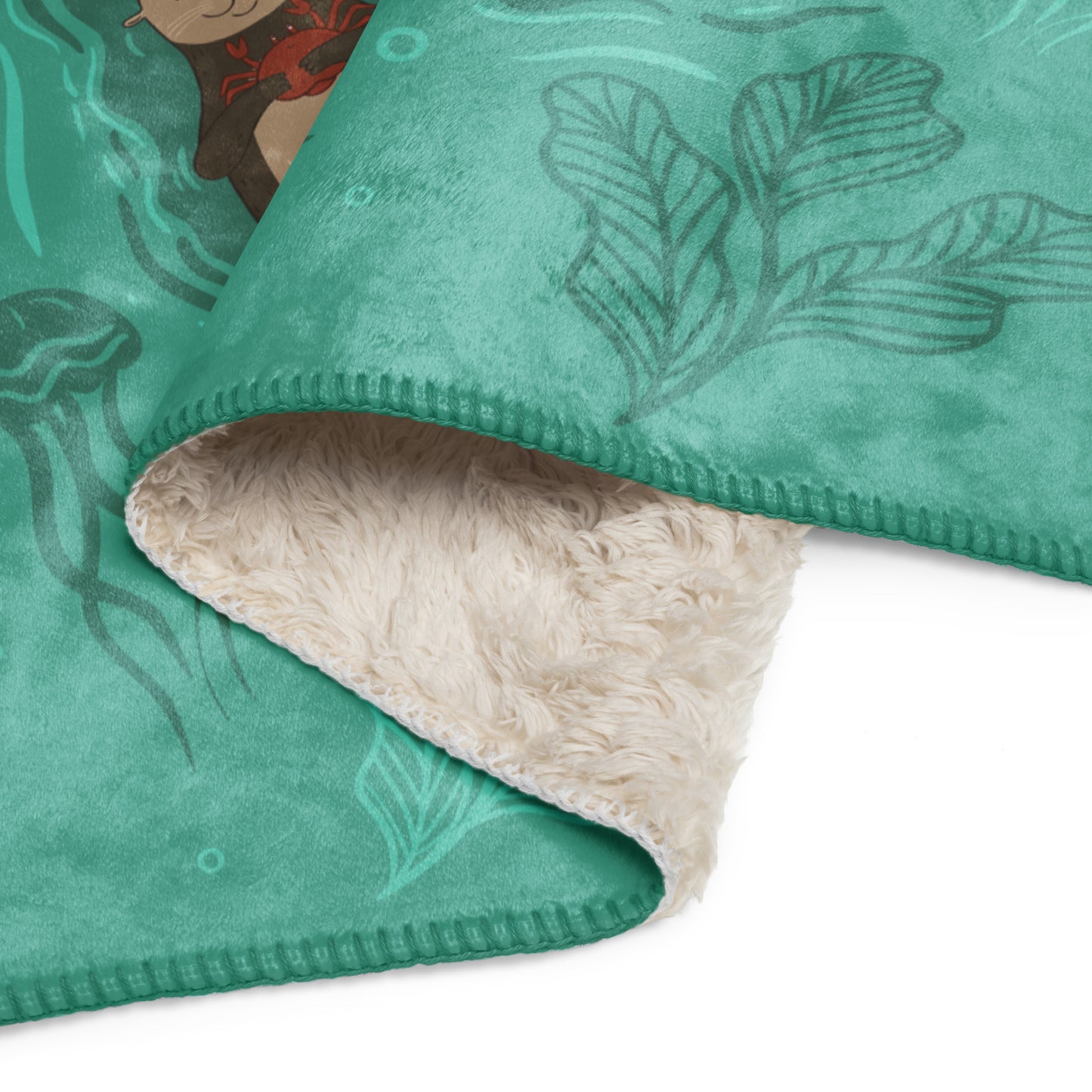 Sea Otter Sherpa blanket - Sea Green