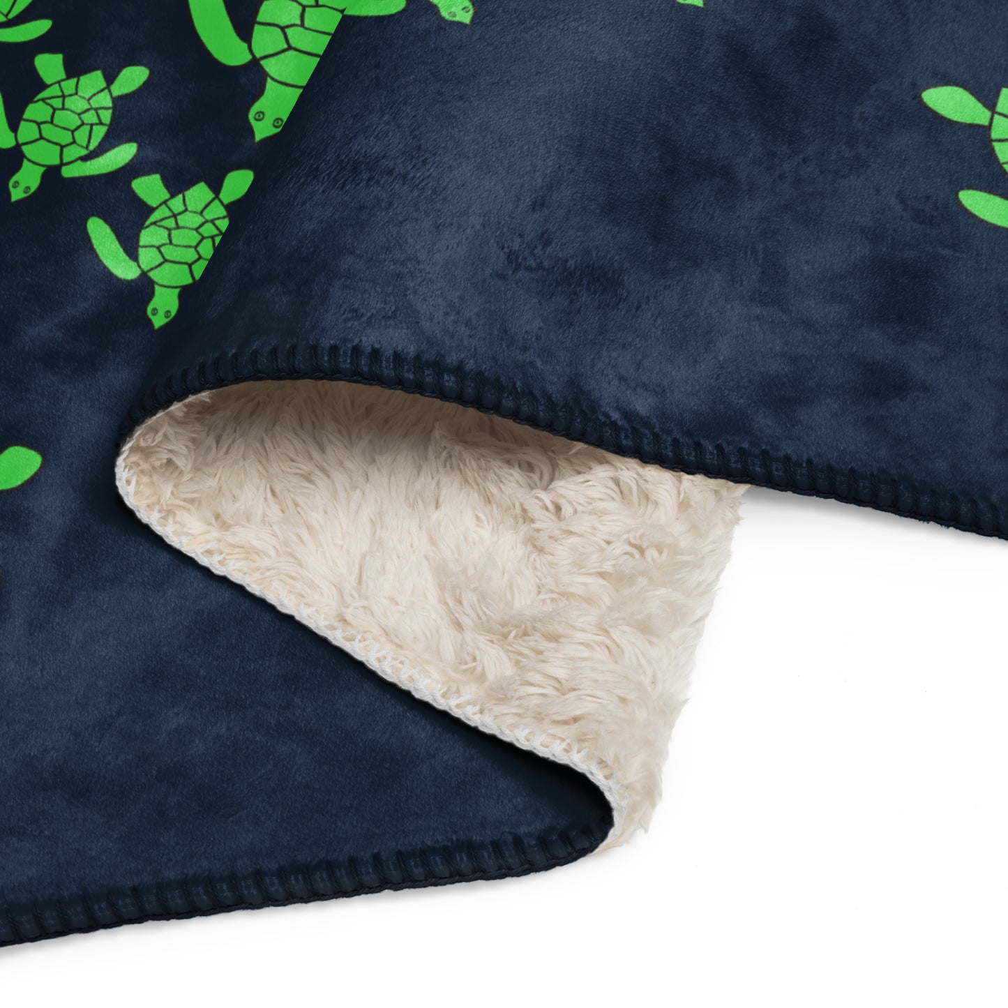 Turtle Sherpa blanket - Green on Navy