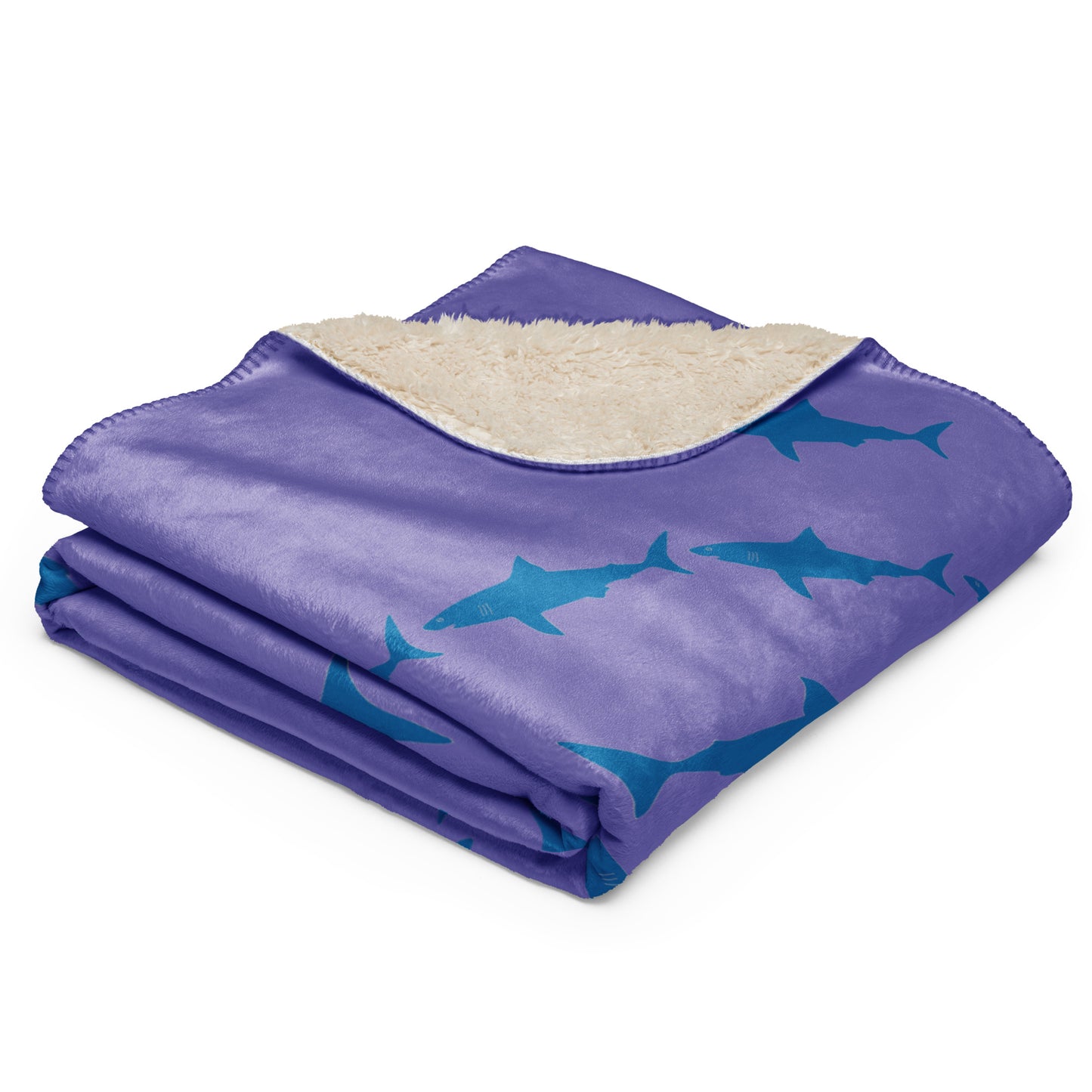 Shark Sherpa blanket - Blue on Purple