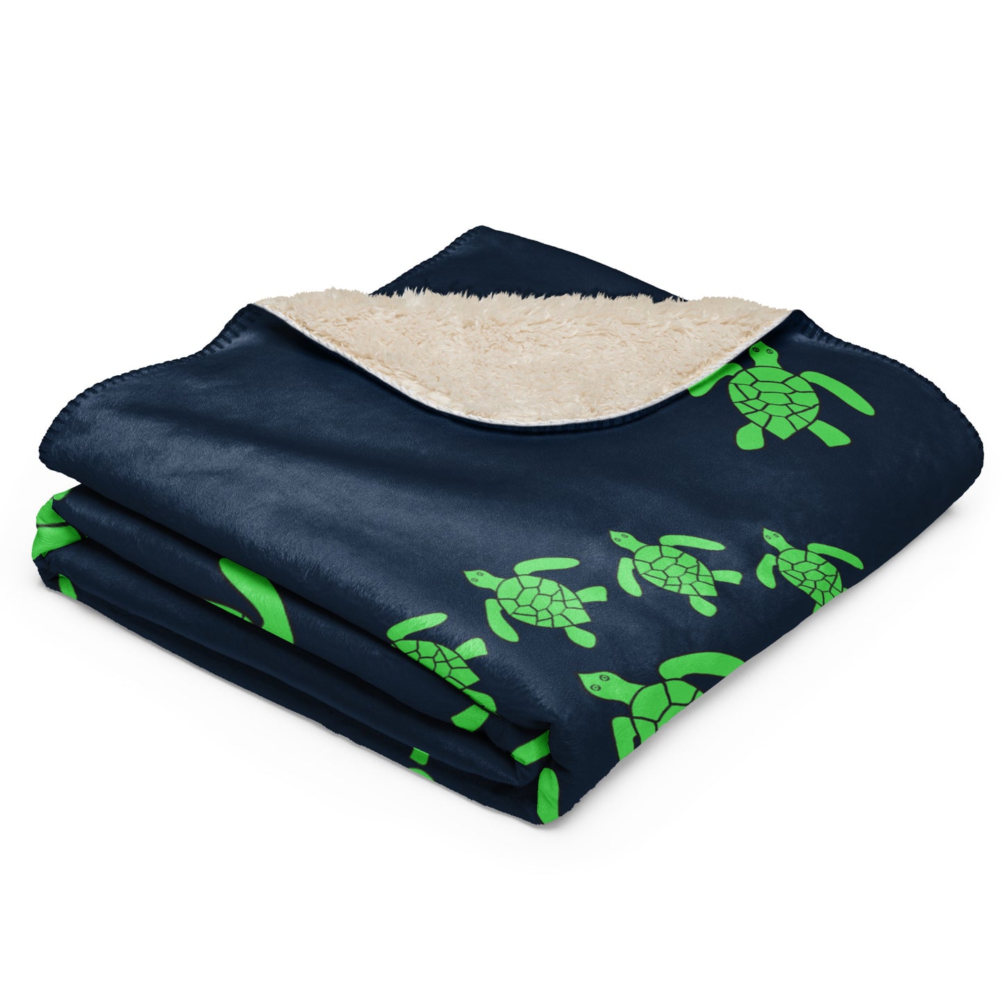 Turtle Sherpa blanket - Green on Navy