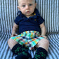 Turtle Socks - Toddler Crew Sock - Green on Navy - 5 Pairs