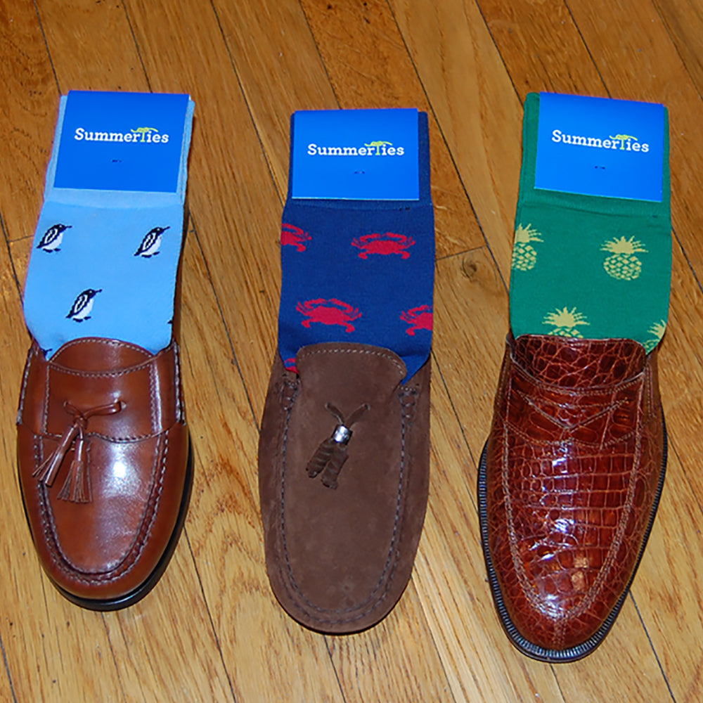 Penguin Socks - Blue - Men's Mid Calf - SummerTies