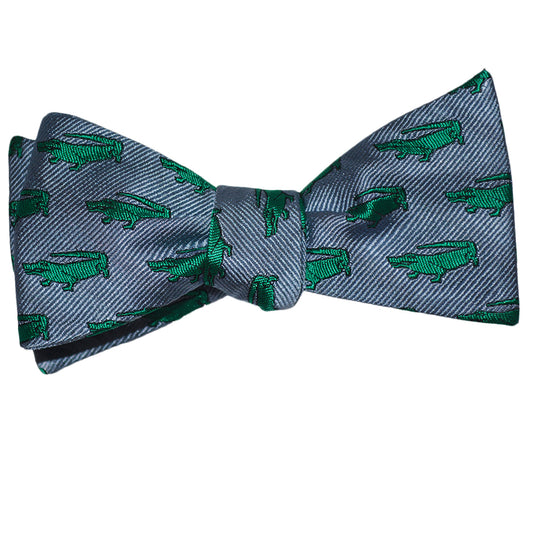 Alligator Bow Tie - Gray, Woven Silk - SummerTies