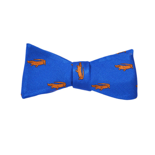 Alligator Bow Tie - Blue, Woven Silk - SummerTies