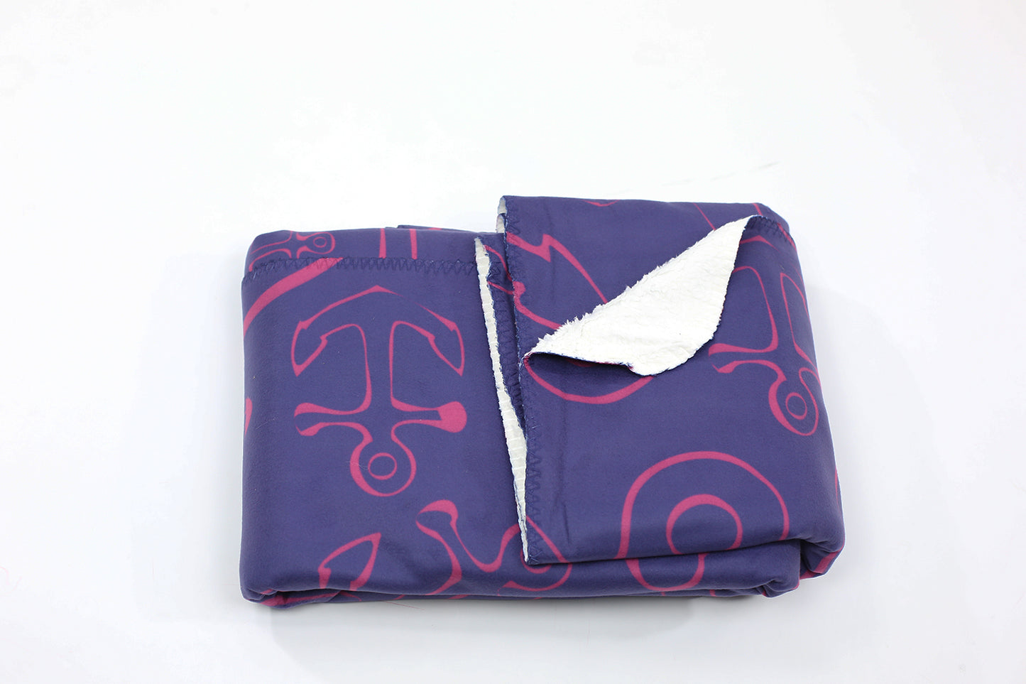 Anchor Dream Fleece Blanket - Pink on Navy - SummerTies