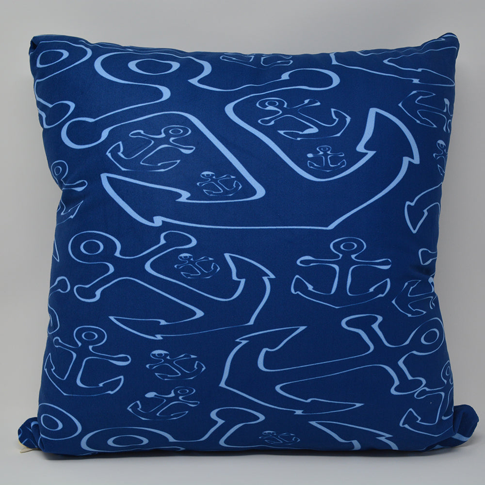 Anchor Dream Navy Pillow 16" x 16" - Faux Suede - SummerTies