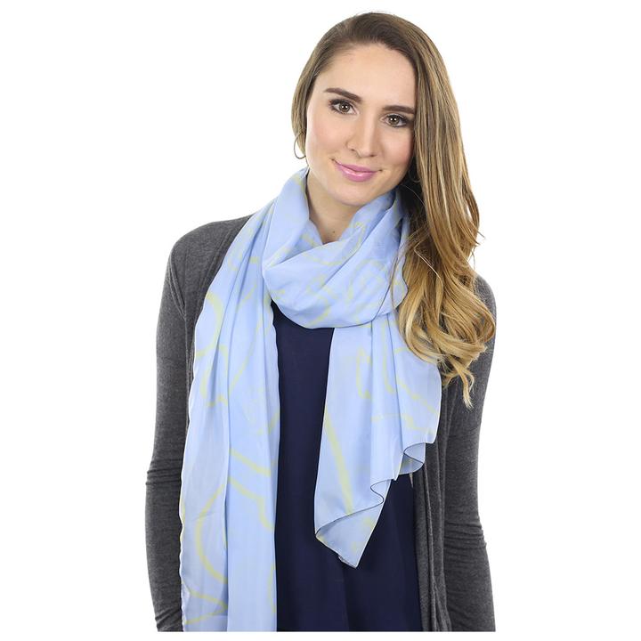 Anchor Dream Long Scarf - Yellow on Light Blue - SummerTies