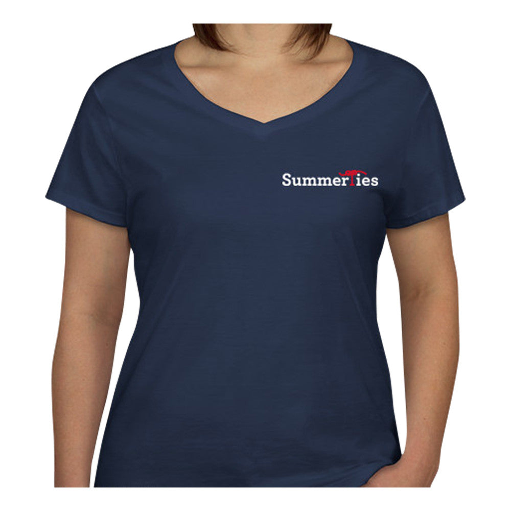 Newport Bridge 4th of July T-Shirt - Ladies V-Neck Short Sleeve - SummerTies