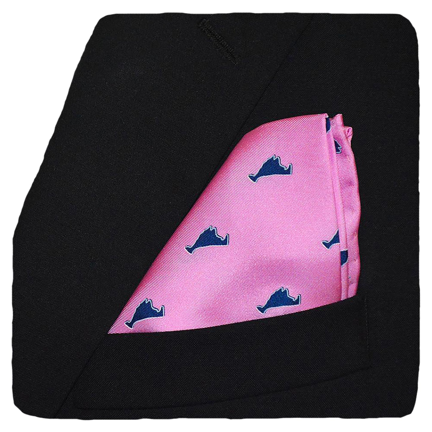 Martha's Vineyard Pocket Square - Navy on Pink - SummerTies