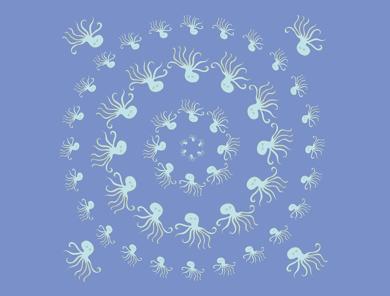 Octopus Fleece Blanket - Lt. Blue on Blue - SummerTies