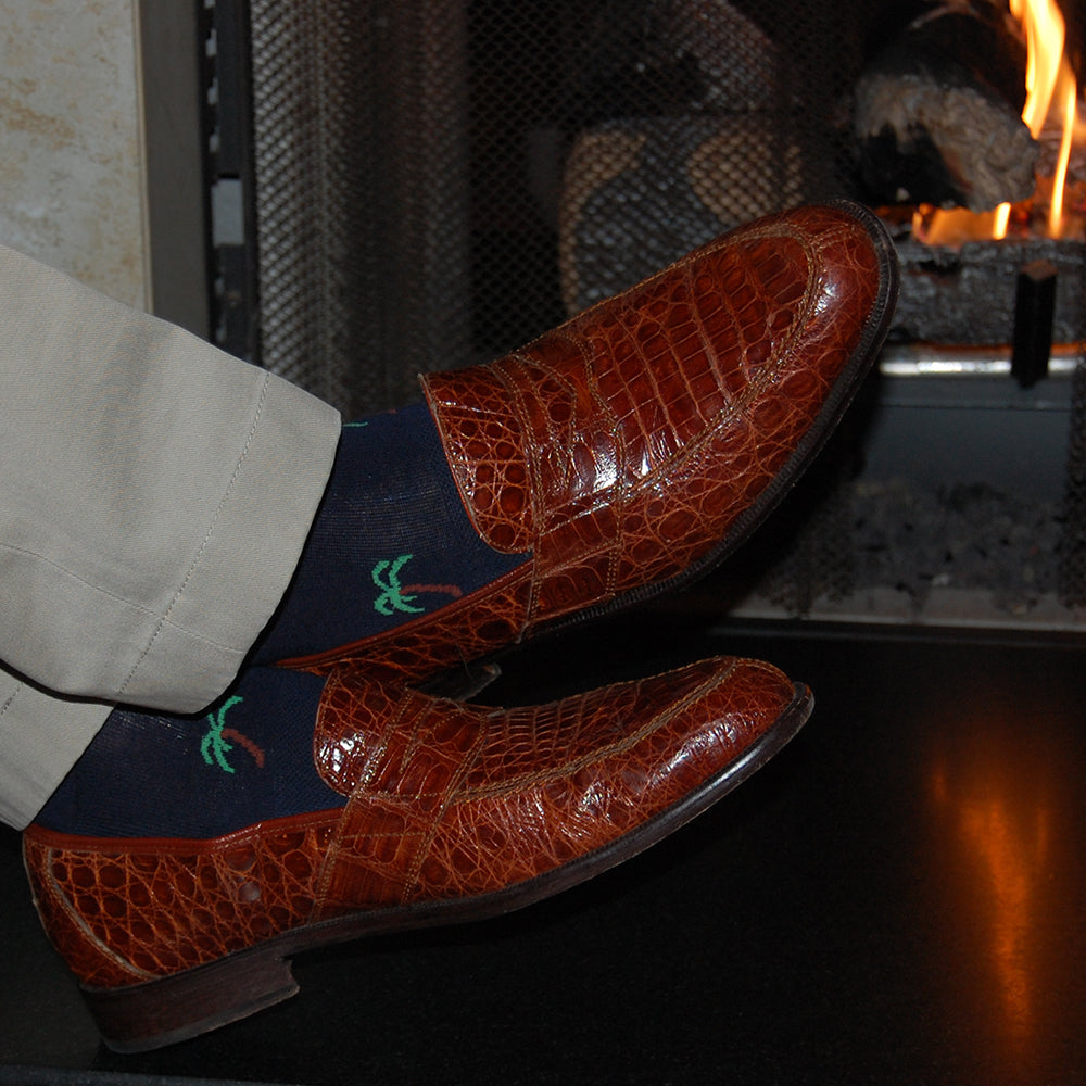 Palm Tree Socks - Men's Mid Calf - Navy - SummerTies