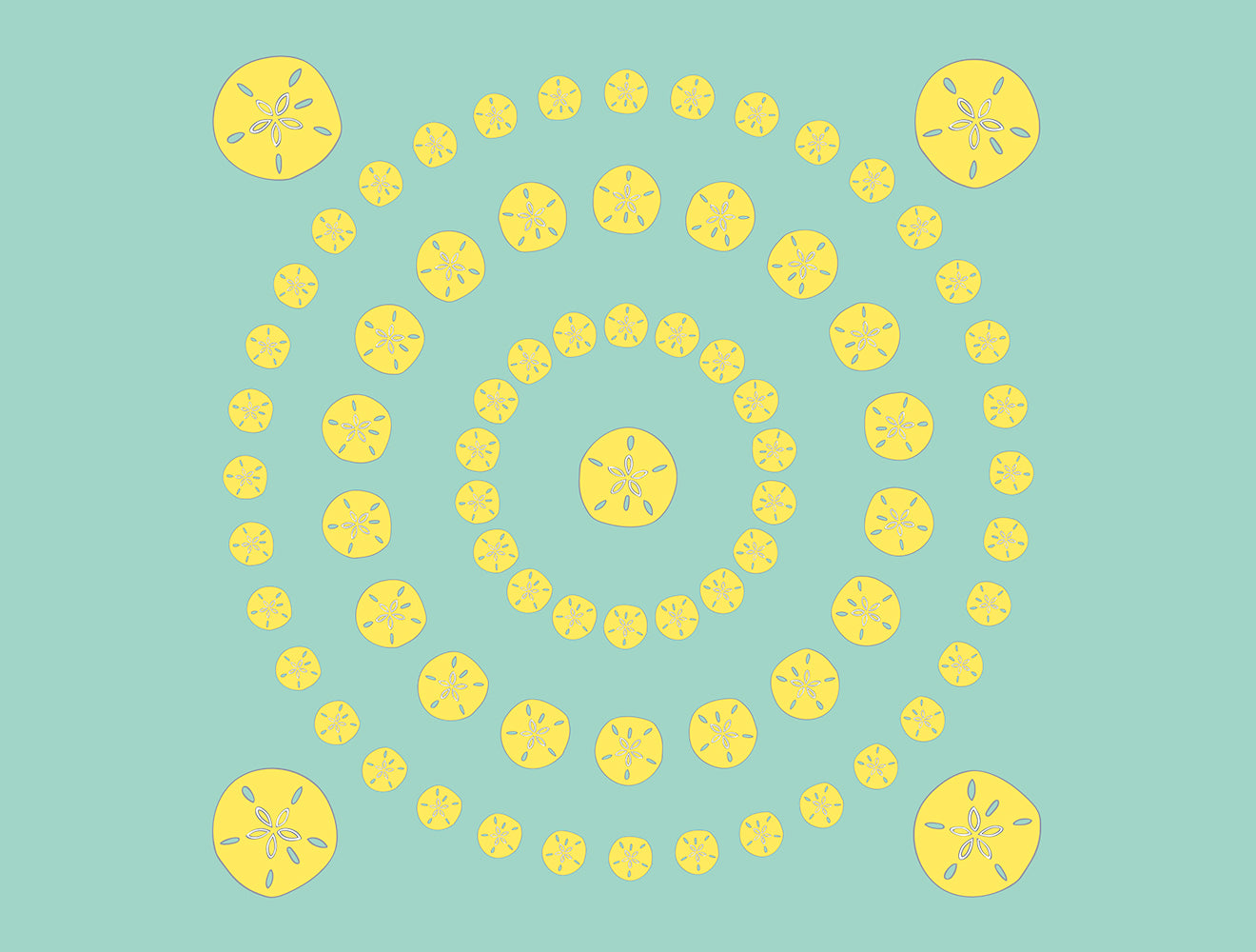 Sand Dollar Fleece Blanket - Yellow on Aqua - SummerTies