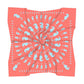Seahorse Square Scarf - Light Blue On Coral