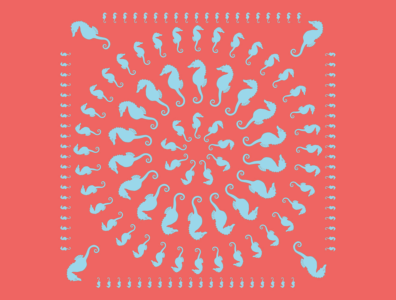 Seahorse Fleece Blanket - Blue on Coral - SummerTies