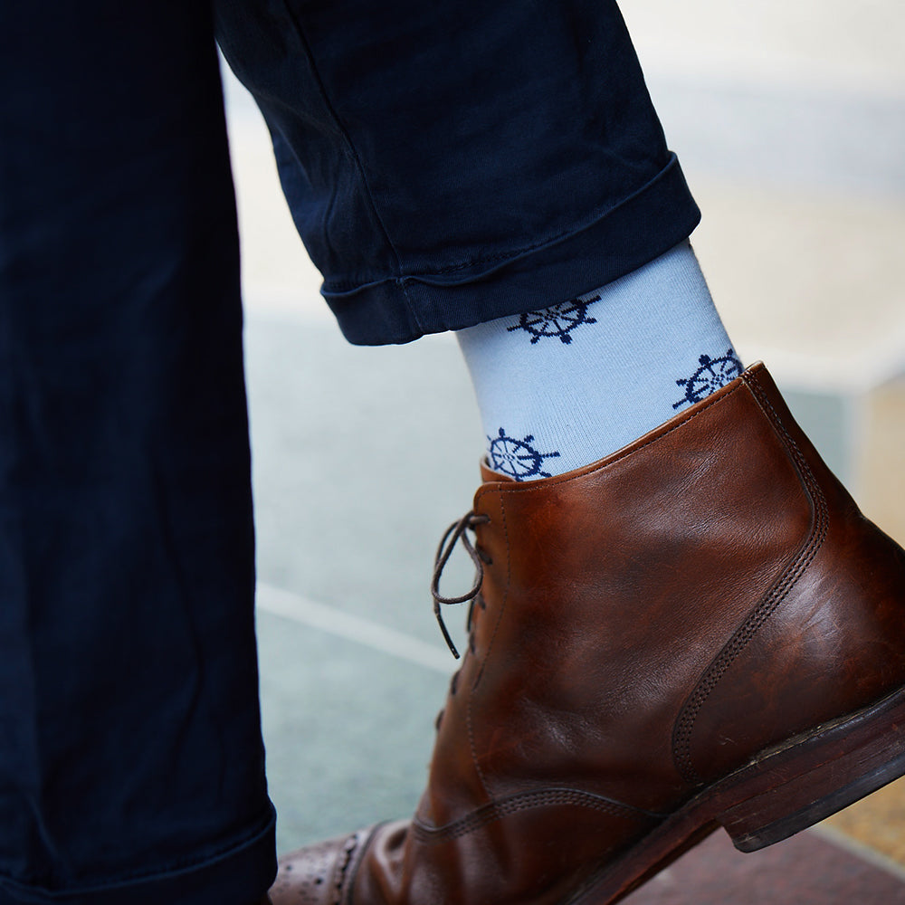 Ship Wheel Socks - Men's Mid Calf - SummerTies