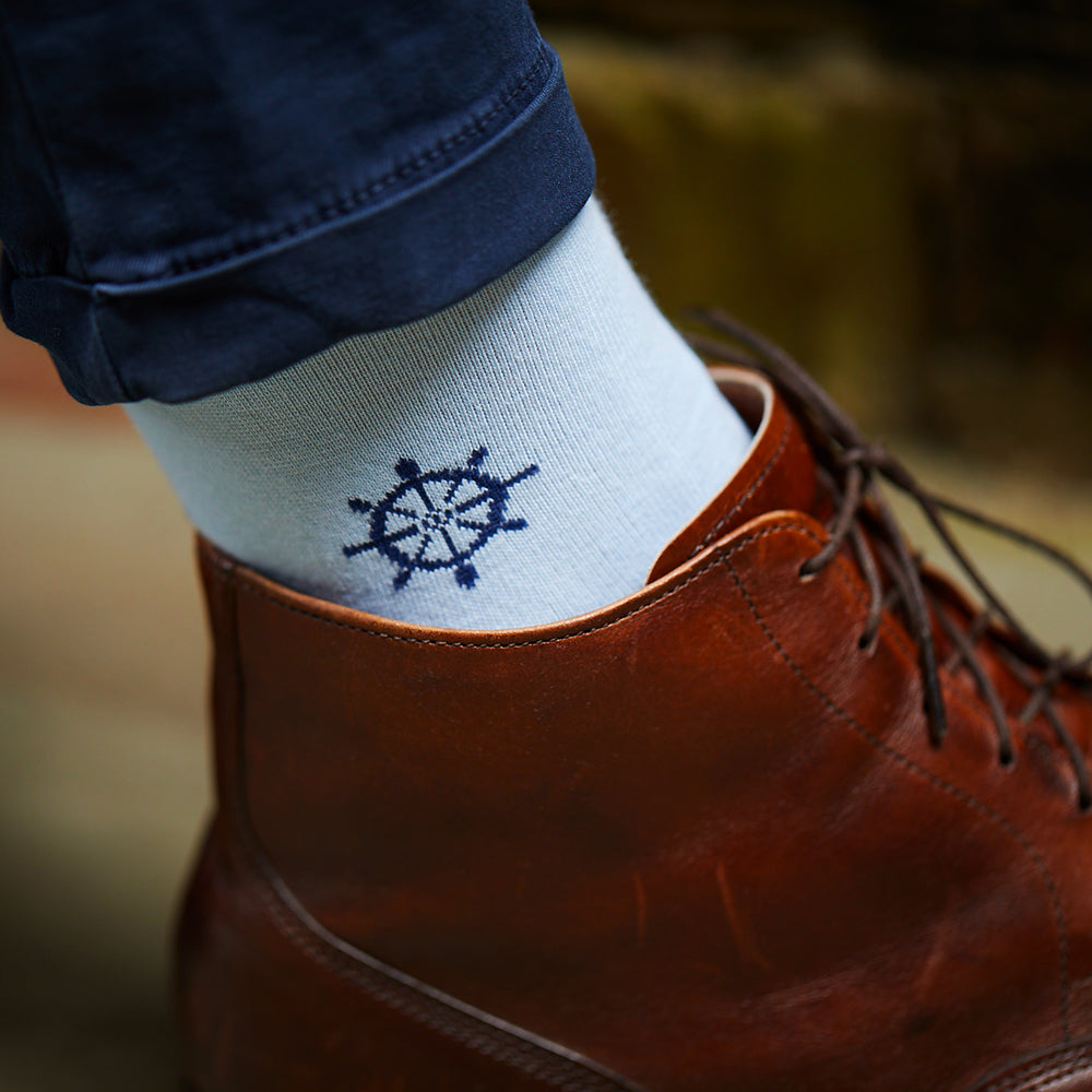 Ship Wheel Socks - Men's Mid Calf - SummerTies