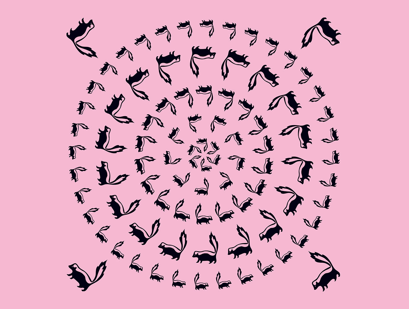 Skunk Fleece Blanket - Black on Pink - SummerTies