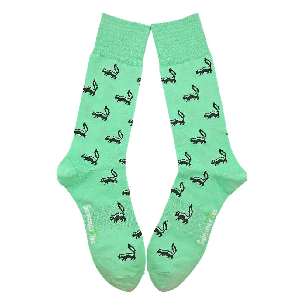 Skunk Socks - Black on Green - Men's Mid Calf - SummerTies