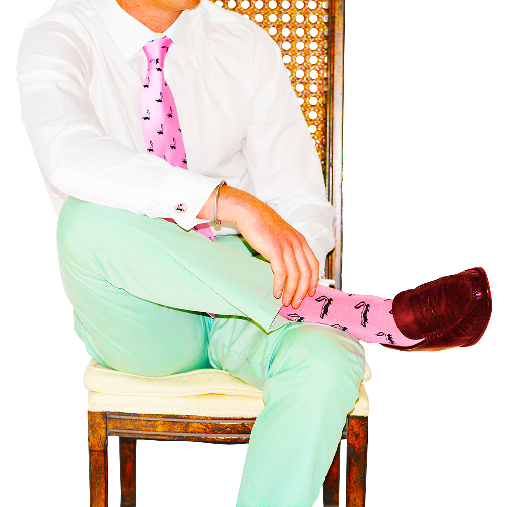 Skunk Socks - Black on Pink - Men's Mid Calf - SummerTies