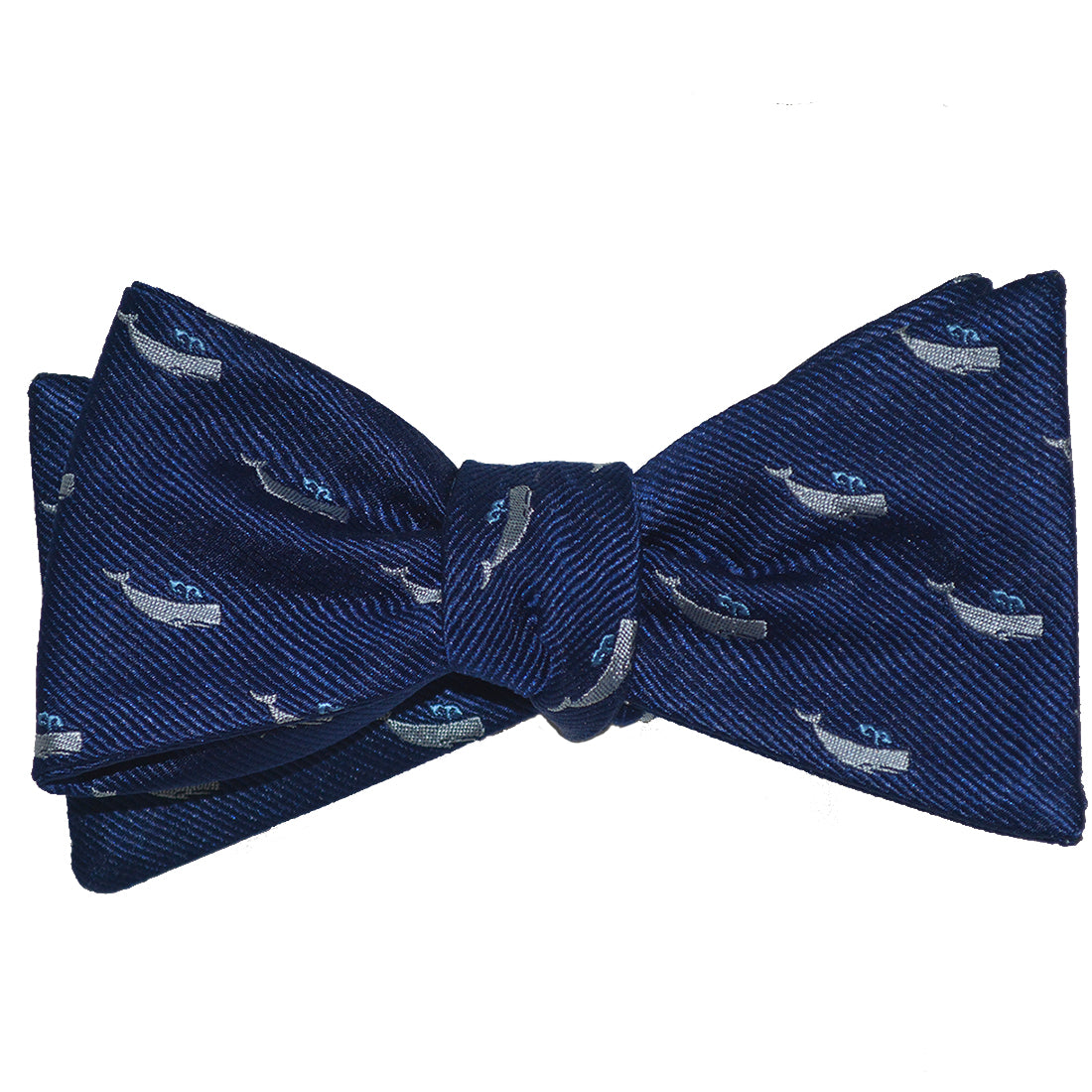 Sperm Whale Bow Tie - Grey on Navy, Woven Silk - SummerTies