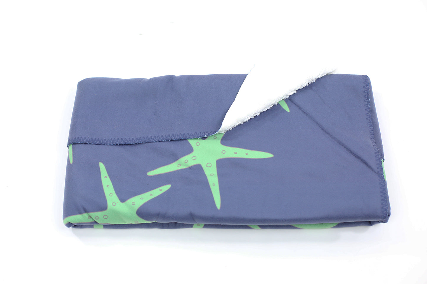 Starfish Fleece Blanket - Green on Navy - SummerTies