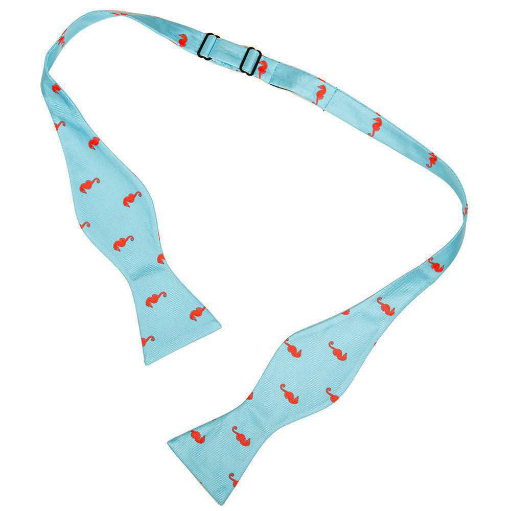 Seahorse Bow Tie - Blue, Printed Silk - SummerTies