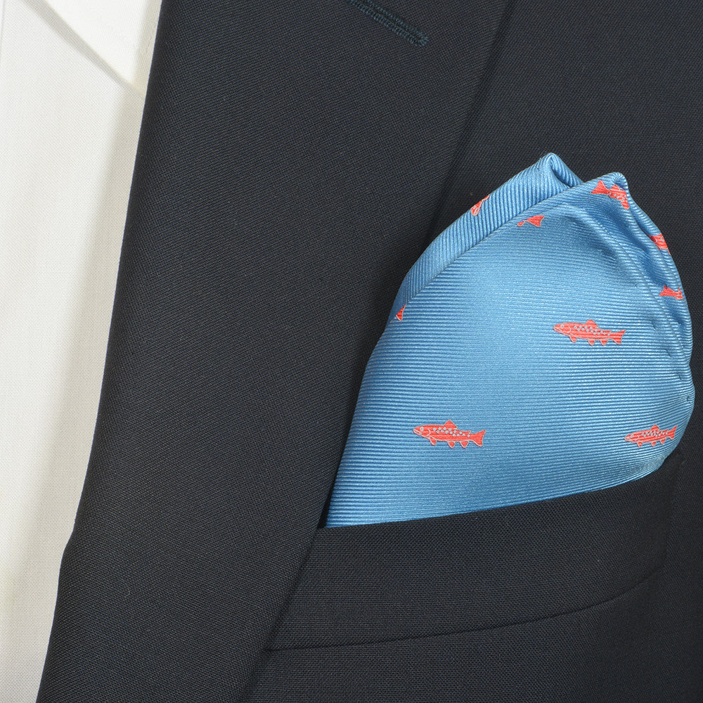 Trout Pocket Square - Light Blue - SummerTies