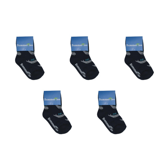 Whale Socks - Toddler Crew Sock - Navy - 5 Pairs - SummerTies