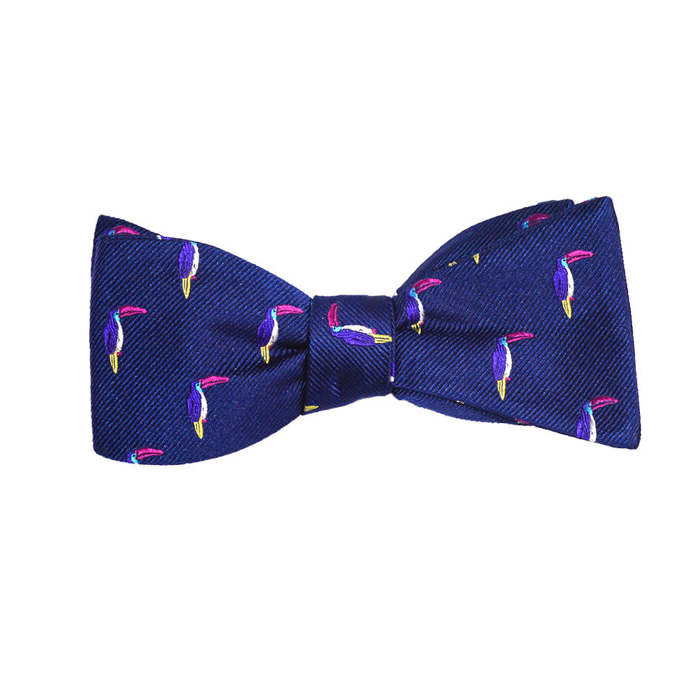 Toucan Bow Tie - Navy, Woven Silk - SummerTies