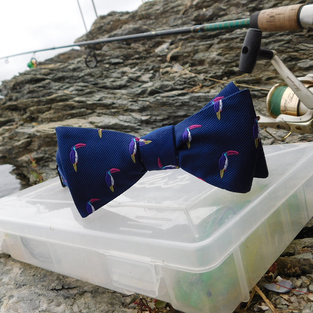 Toucan Bow Tie - Navy, Woven Silk - SummerTies