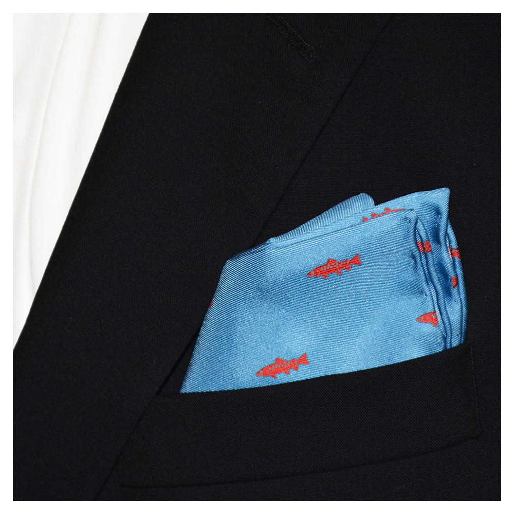 Trout Pocket Square - Light Blue - SummerTies