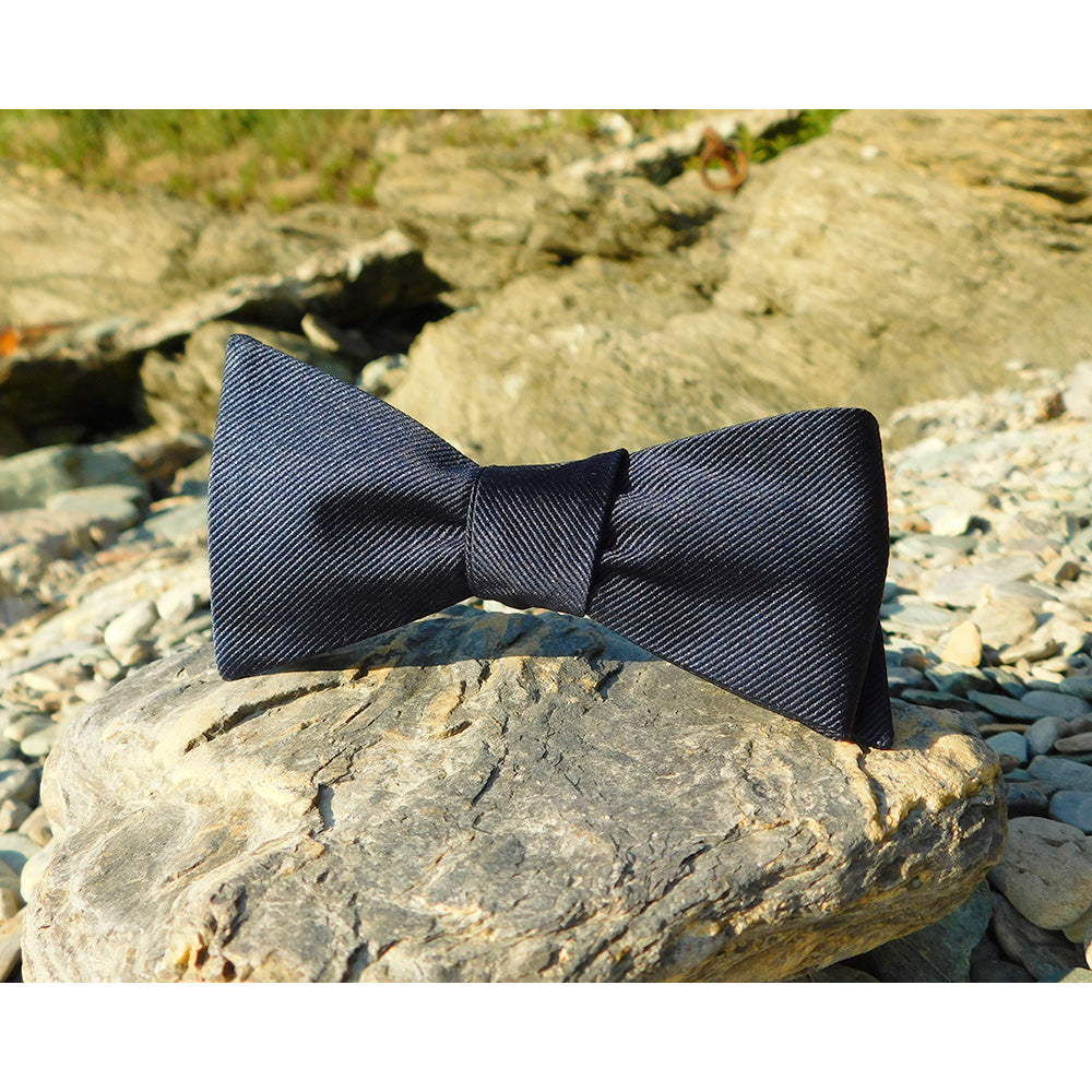 Solid Color Bow Tie - Navy, Woven Silk, Adult - SummerTies