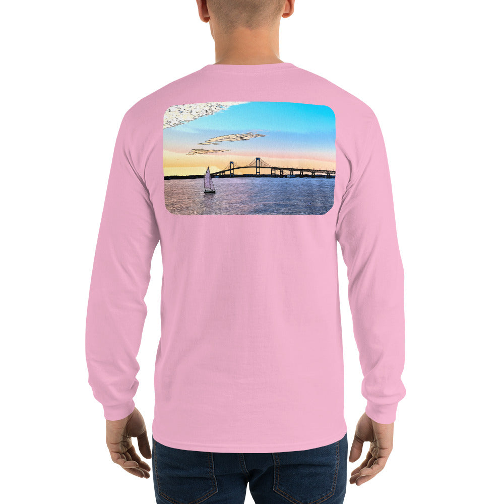 Newport Bridge Sunset Long Sleeve T-Shirt - Multiple Colors - SummerTies