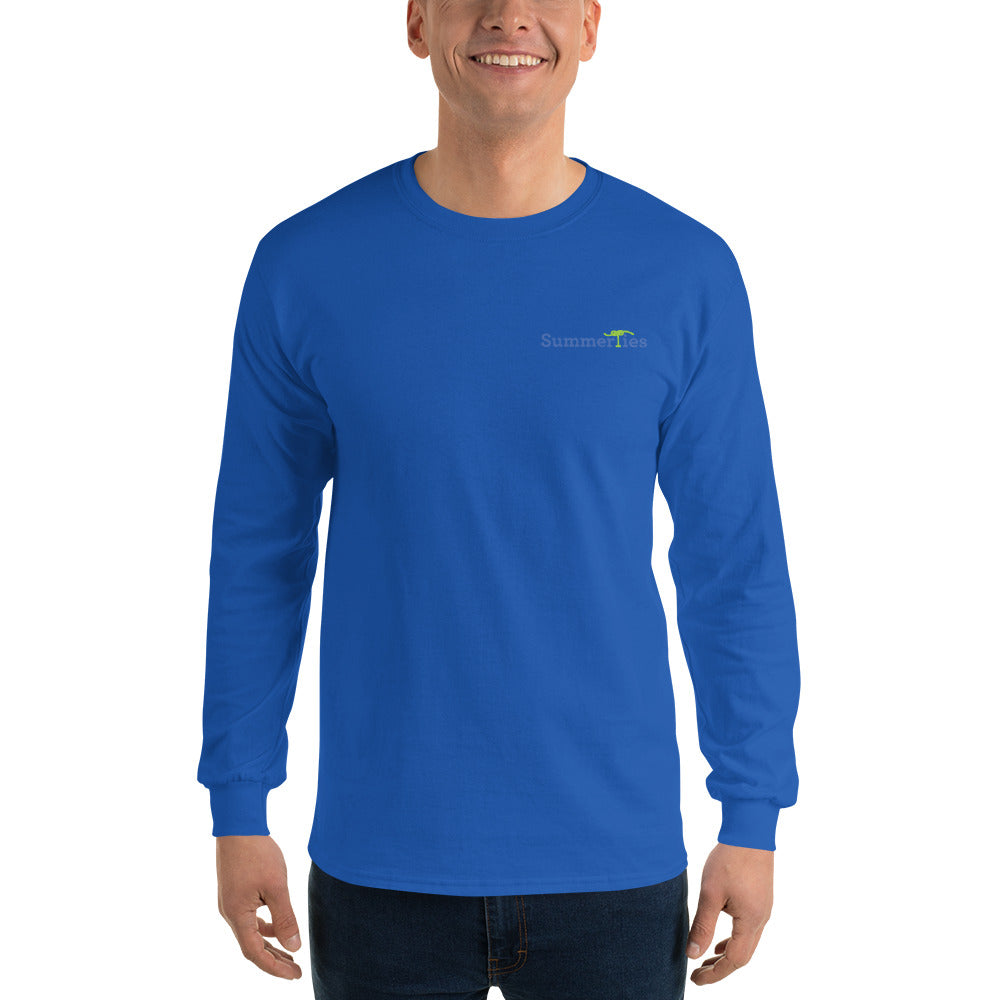 My Summers are Tied to Martha's Vineyard Pink and Green with Blue Block Long Sleeve T-Shirt - Multiple Colors - SummerTies