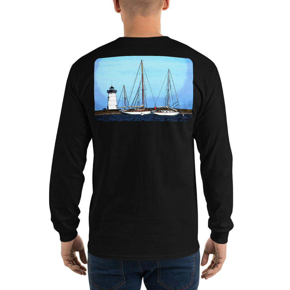 Edgartown Lighthouse with Sailboats Long Sleeve T-Shirt - Multiple Colors - SummerTies