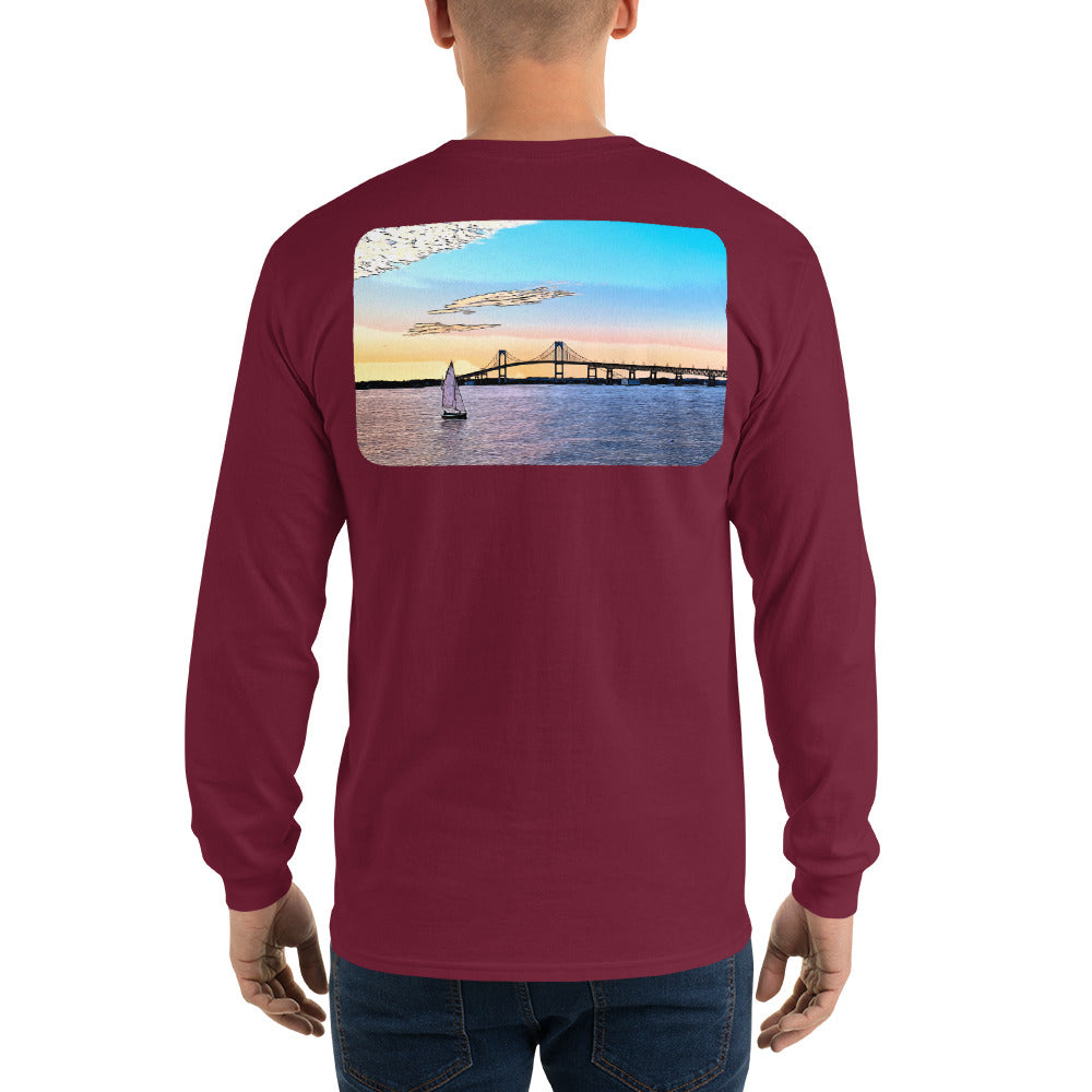 Newport Bridge Sunset Long Sleeve T-Shirt - Multiple Colors - SummerTies