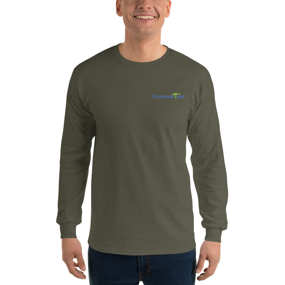 My Summers are Tied to Newport Pineapple Blue and Green with Pink Block Long Sleeve T-Shirt - Multiple Colors - SummerTies