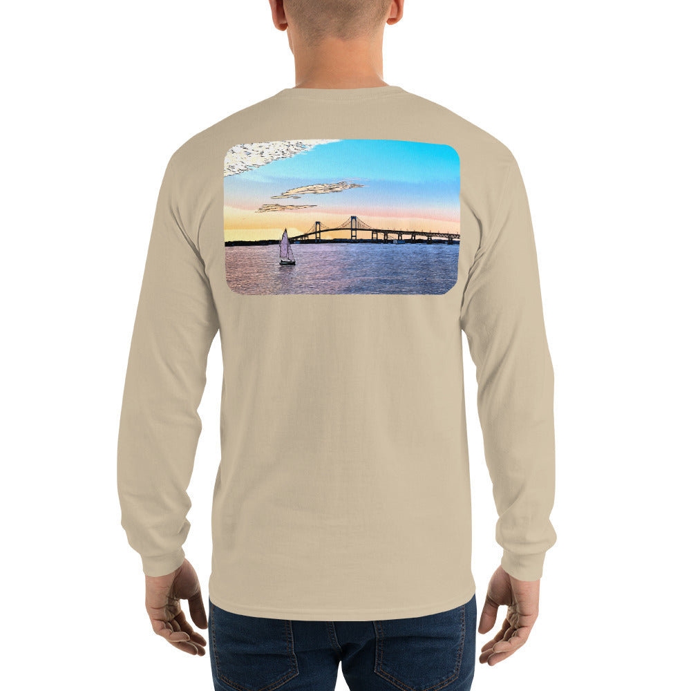 Newport Bridge Sunset Long Sleeve T-Shirt - Multiple Colors - SummerTies