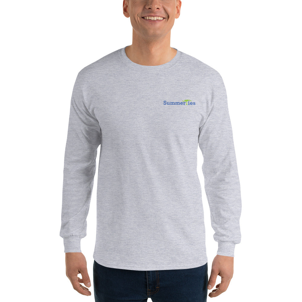 My Summers are Tied to Martha's Vineyard Pink and Green with Blue Block Long Sleeve T-Shirt - Multiple Colors - SummerTies