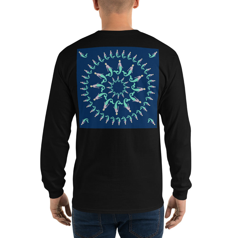 Mermaid Pinwheel Navy Long Sleeve T-Shirt - Multiple Colors - SummerTies