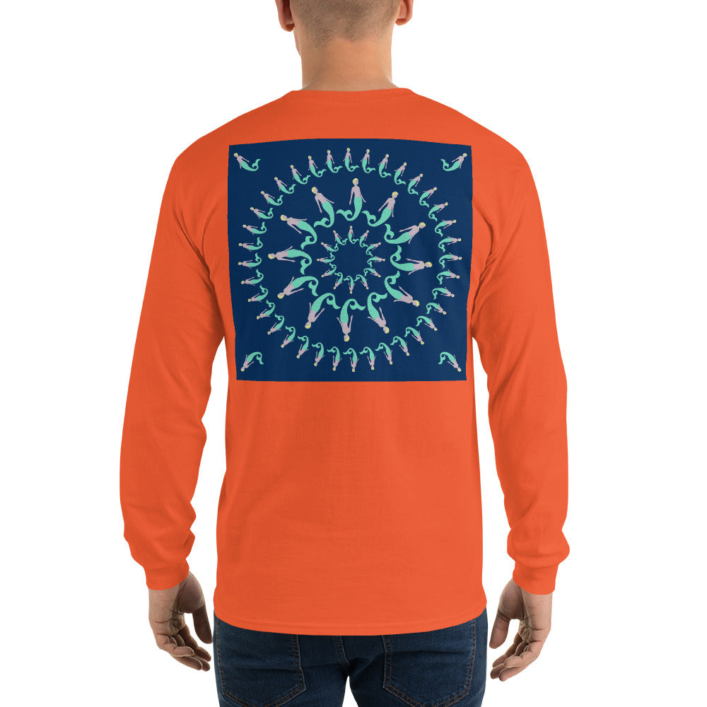 Mermaid Pinwheel Navy Long Sleeve T-Shirt - Multiple Colors - SummerTies