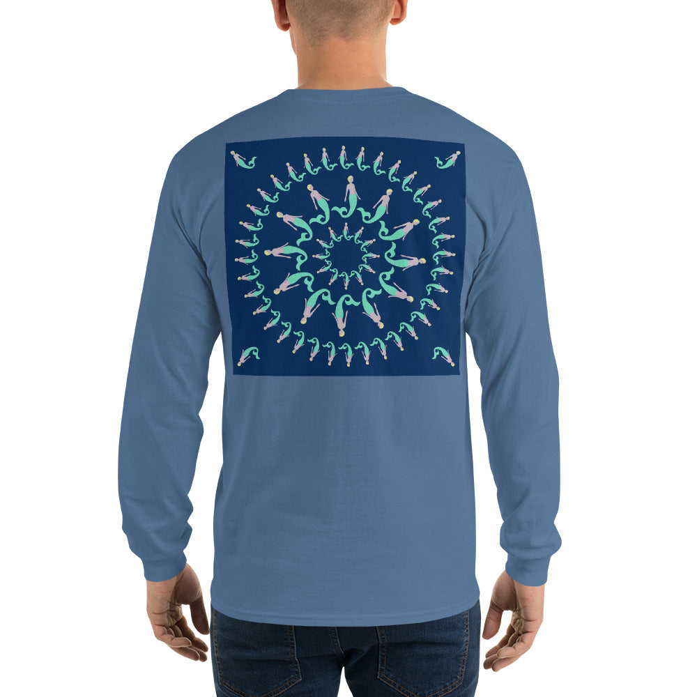 Mermaid Pinwheel Navy Long Sleeve T-Shirt - Multiple Colors - SummerTies