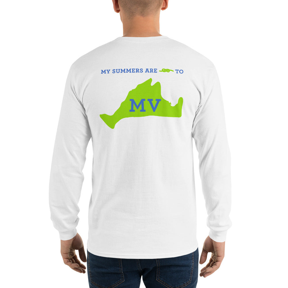 My Summers are Tied to Martha's Vineyard Blue and Green Long Sleeve T-Shirt - Multiple Colors - SummerTies