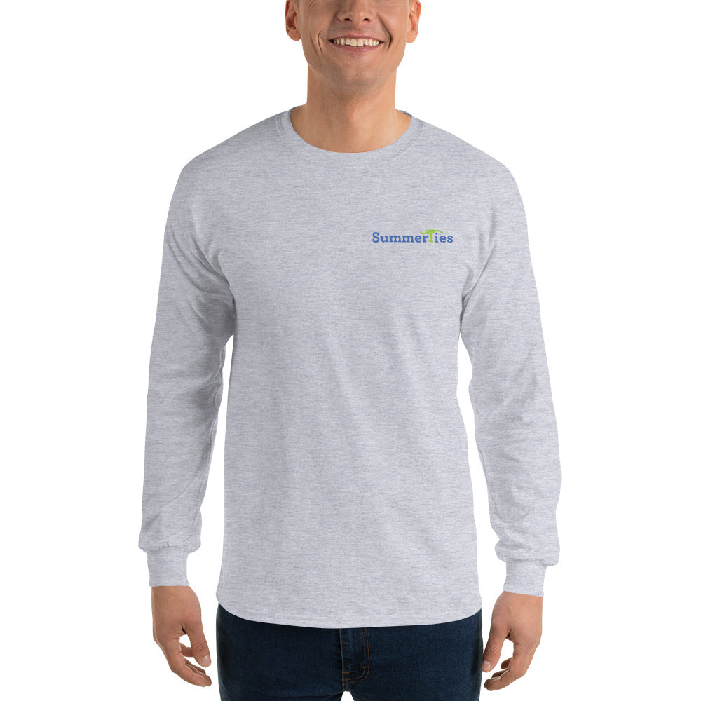 My Summers are Tied to Newport Bridge Blue and Green on Pink Block Long Sleeve T-Shirt - Multiple Colors - SummerTies