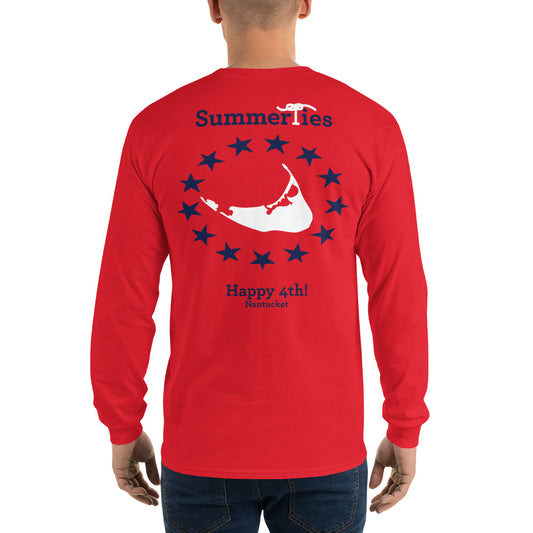 Nantucket 4th of July Long Sleeve T-Shirt - Red - SummerTies